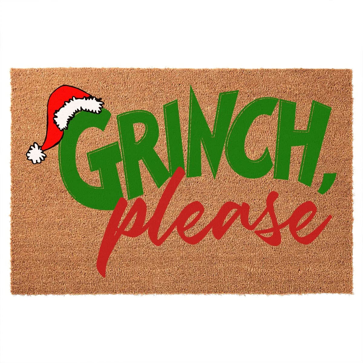 Funny Coir Doormat Christmas Grinch Welcome Mat for Entrance Way, Personalize...
