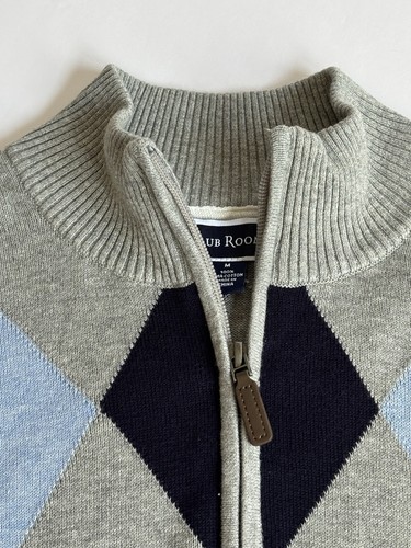 Club Rm Men's Medium NWT ($65) 1/4 Zip Argyle Blue Gray 100% Pima Cotton SOFT - Picture 8 of 12