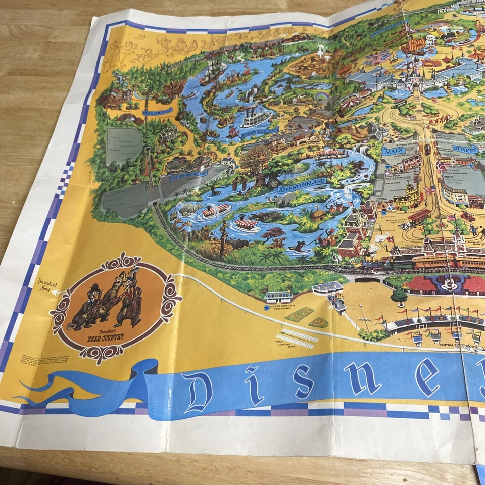 Mapa de pared vintage de Disneyland Walt Disney 30 X 44 pulgadas guía de póster 1968-1972 Foto 2 de 4