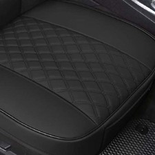 Pair Front Seat Cushion Cover Chair Bottom Foam Pad Waterproof Black Leather