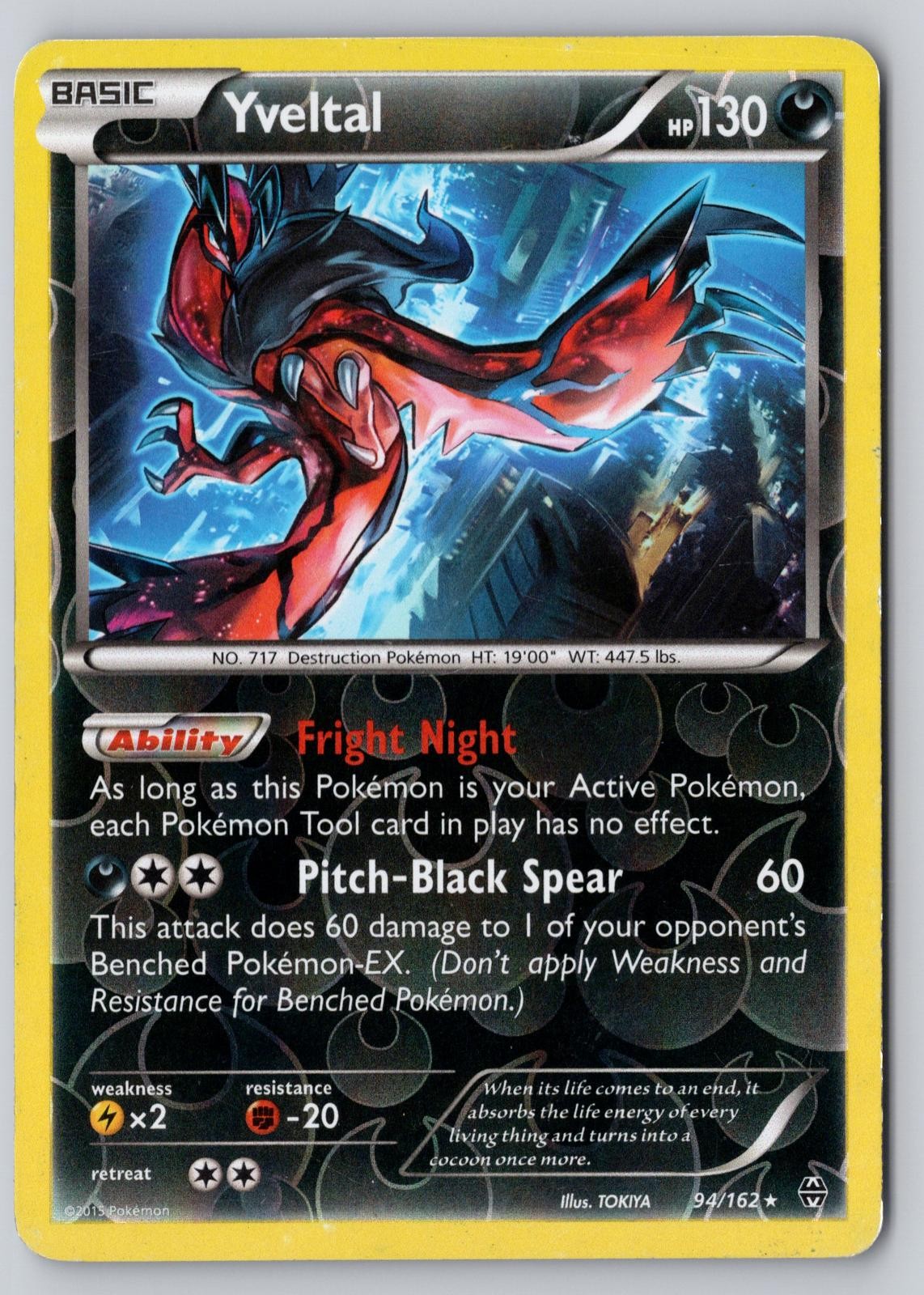 Yveltal 94/162 Rare BREAKthrough Reverse Holo Lightly Played