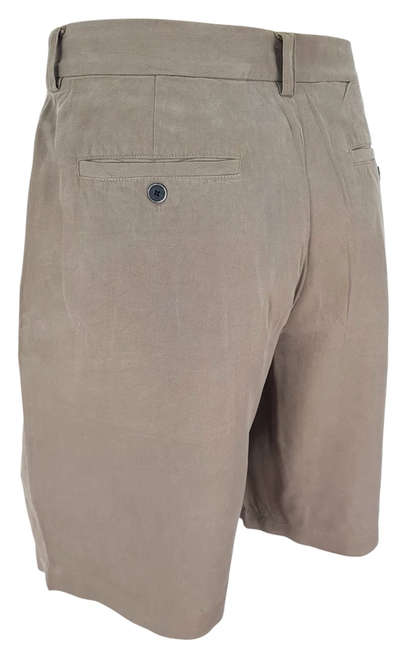 TOMMY BAHAMA Mens 100% SILK Beige EVENING DRESS SHORTS Pleated - Waist 32" -£119 — 第 2/4 张图片