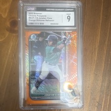 Bowman 2022 Chrome Jonatan Clase BCP-118 Orange Shimmer /25 CGC 9 Mariners
