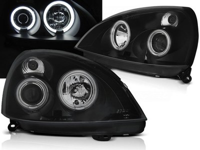 Headlights for Renault Clio II 2001 2002 2003-2005 VR-1533 Angel Eyes CCFL Black