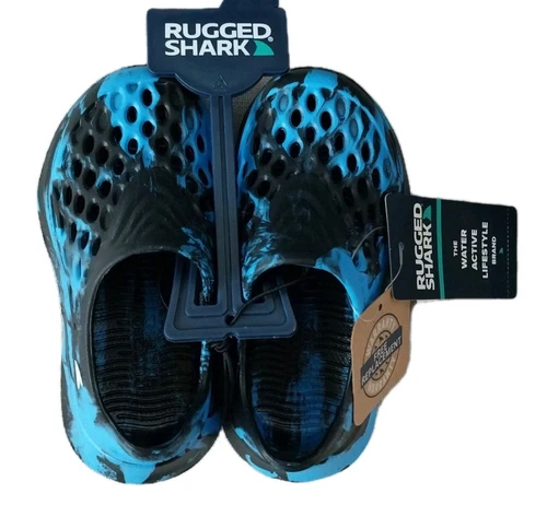 Rugged Shark Size 7 Toddler and Big Kids Slip on Water Sneakers Black/Blue NWT - Picture 4 of 22