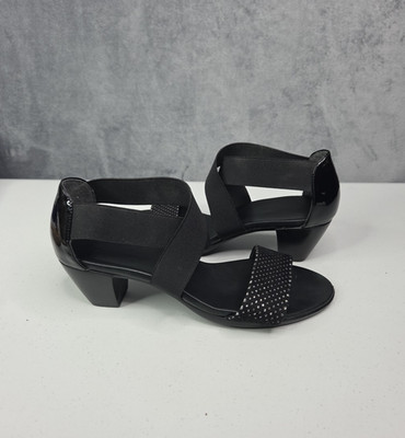 Munro Black Patent Open Toe Block Heel Sandal Women s US 9.5M
