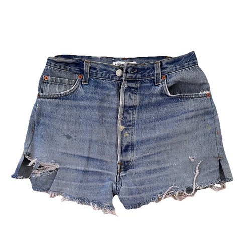Levis Re/Done Shorts Womens 26 Blue Distressed Cut Off Reconstructed USA Denim