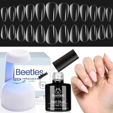 Beetles Gel Nail Kit 504Pcs Short Tips Kit-Short Almond