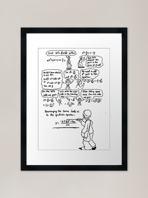 Quadratische Gleichung Mathematik Comic Stil Gerahmtes Wandbild Poster Leinwanddruck Bild
