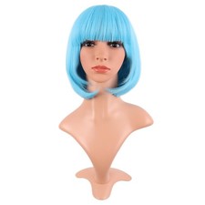 12 Inch /30 cm Fashion Lady Short Straight Synthetic Flat Bangs Bob Wig Ligh...
