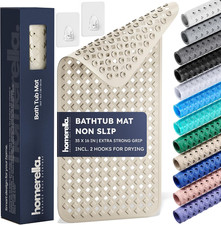   Bathtub Mat Non Slip 35X16, Incl. Hooks for Drying, Extra Long, 100 BPA Free,