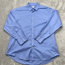 Charles Tyrwhitt Non Iron Dress Shirt Mens 17.5/36In Blue Classic Fit