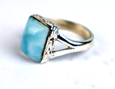 Lovely Natural Sky Blue Larimar .925 Sterling Silver Ring 7 free resizing