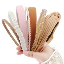 7 Pack Headbands Women Girls Cute Non Slip Floral Padded Pearl Multi-Style