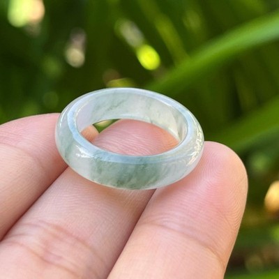 SIZE 6.5 translucent green tianshan jade band ring 0148