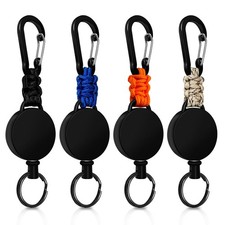 Retractable Keychain 4 Pieces Heavy Duty Carabiner Badge Holder Retractable B...