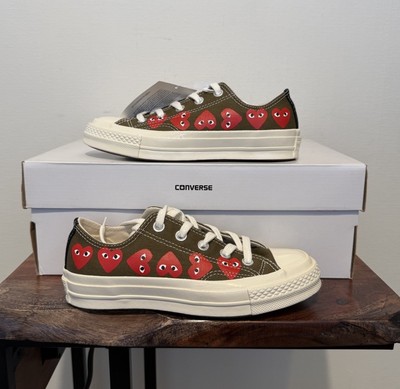 Size 3M / 5W - Converse x Comme des Garcons PLAY Chuck 70 Low Multi-Heart New  