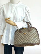 GUCCI GG Supreme 2Way Handbag Shoulder Bag Brown PVC Leather Vintage Authentic