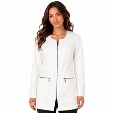 Cato White Collarless Zip Front Blazer XL Ponte Knit Stretch Career Office Work