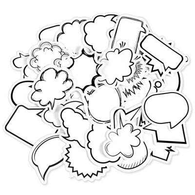 Blank Bubble Sticker Labels to Write on Decorative Dialog Box Paper Stickers,...