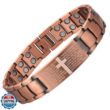 MagEnergy Copper Bracelet for Men, Cross Copper Magnetic Bracelet with Ultra