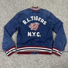 Polo Ralph Lauren Tigers Denim Varsity Jacket Kids Size S 8 Rare Authentic