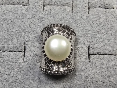 GRANDMA GRABE'S BEAUTIFUL VINTAGE CF 925 STERLING SILVER PEARL 11.4G RING SIZE 5