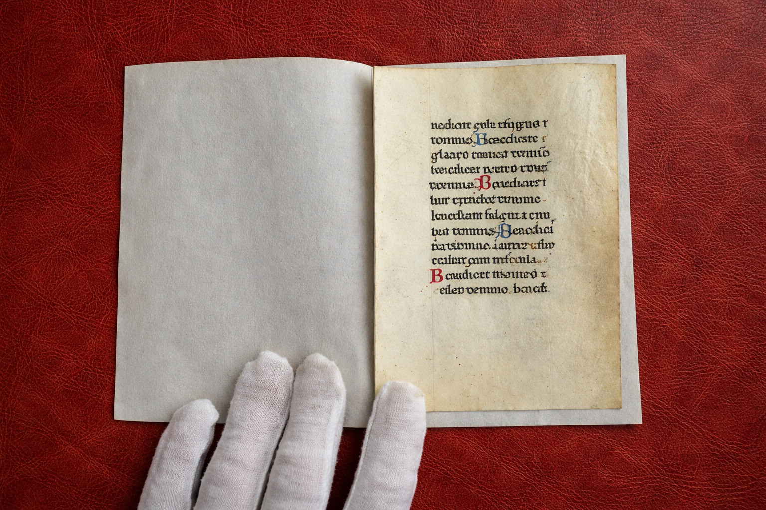 15th C Book of Hours Manuscript Leaf on Vellum Italian Gothic Initials