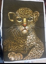 VTG Fabric Panel Wild Leopard Print Time Wesco Reltex Brown Animal Craft Sew