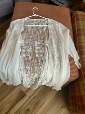Women s White Lace Floral Long Sleeve Blouse, One Size