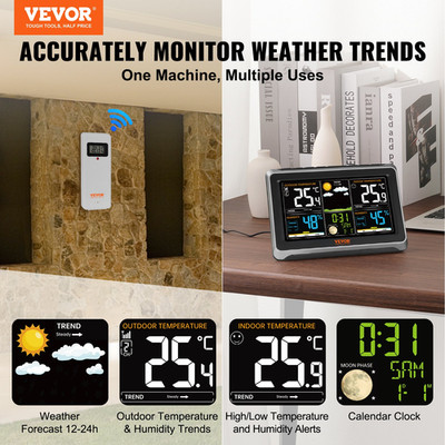 Weather Station Indoor Outdoor, 7.5 in Color Display, Wireless Digital Home Wea