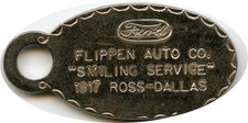 Dallas, Texas TX Flippen Auto Co. Ford Dealer Credit Charge Coin Token Key Fob