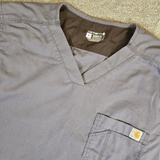 Carhartt Scrub Top Classic Fit Men's Size XL Gray Pocket Short Sleeve Nurse