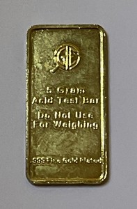 Authentic Used GE 5 Gram Acid Test-Bar .999 Fine Gold Plated