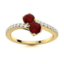 925 Silver Garnet Gemstone Solitaire with Accents January Ring Jewelry