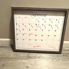 Framed Dry Erase Monthly Wall Calendar Board 17 x 23 in MDF Whiteboard