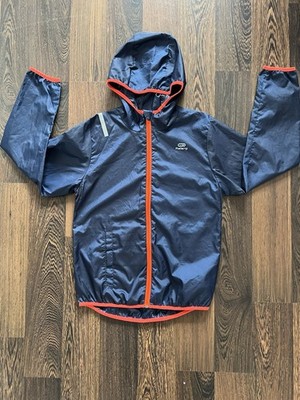 Kalenji Windbreaker Jacke Alter 8 125-132cm Navy Blau Full Zip Kapuze Tasche Kinder 
