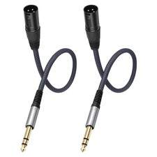 2 Pack 1/4 TRS to 3Pin XLR Male Auido Cable,6.35mm TRS to XLR Male Braid Quar...