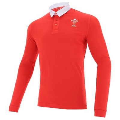 Wales WRU macron Rugby Herren Langarm Trikot rot neu