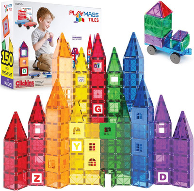 Magnetic Tiles for Kids 150-Piece Set, STEM Educational Building Blocks Toys for