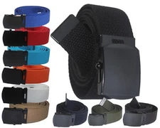 JAEGER CUSTOMS URBAN STRAPS Vintage Black Buckle Belt Canvas Military Web Golf