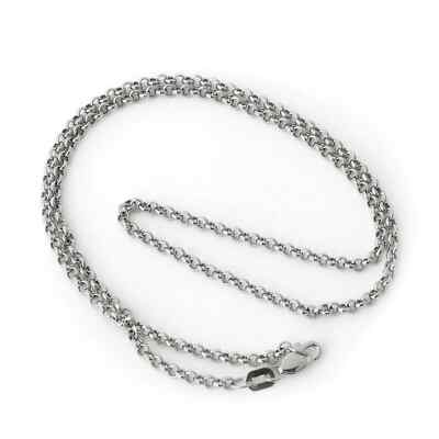 2.5mm Round Rolo Chain Necklace Real 14K White Gold 16'' 18'', 20'', 22'', 24'', 30''