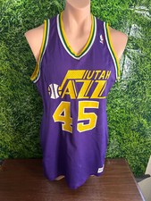 1982-83 Utah Jazz Basketball #45 NP Removed Game Jersey Sand-Knit Size 44