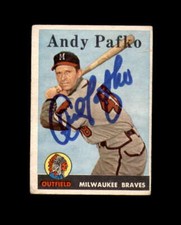 Andy Pafko Signed 1958 Topps Milwaukee Braves Autograph