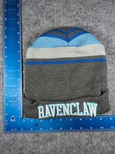 Harry Potter Beanie Toque Adult One Size Gray Blue Ravenclaw Embroidered Acylic