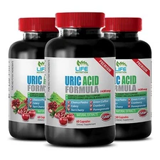 Advanced Antioxidant Capsules - Uric Acid Formula 1430mg - Gout 3 Bottles 