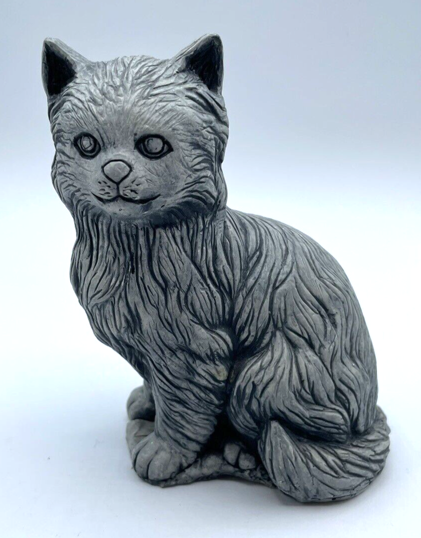 Handmade Mount St. Helens Volcanic Ash Clay Cat Sculpture 5 Inch Figurine