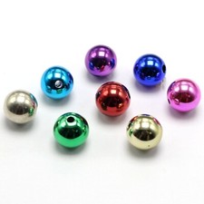 50 Shiny Mixed Metallic Colour Acrylic Christmas Round Beads 12mm 1/2" Smooth