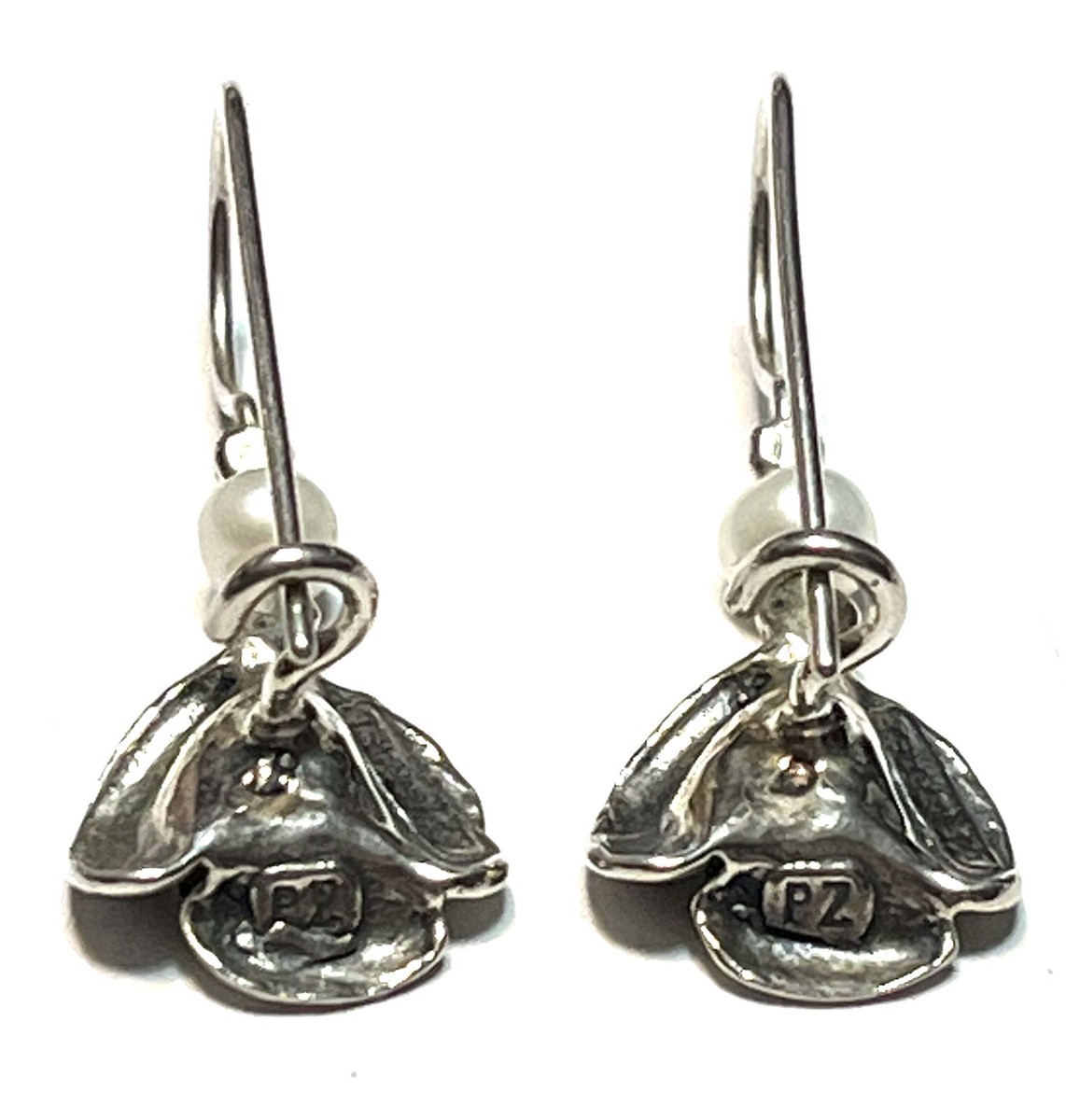 NWOT Or Paz Sterling Silver 925 White Pearl Rose Earrings