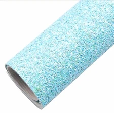 Super Chunky Pale blue Glitter FAUX LEATHER ROLL 12" x 55" FULL ROLL 1067991